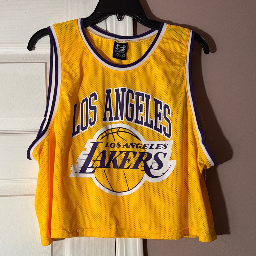 Los Angeles Lakers Yellow Mesh Crop Jersey - Team Graphic Tank